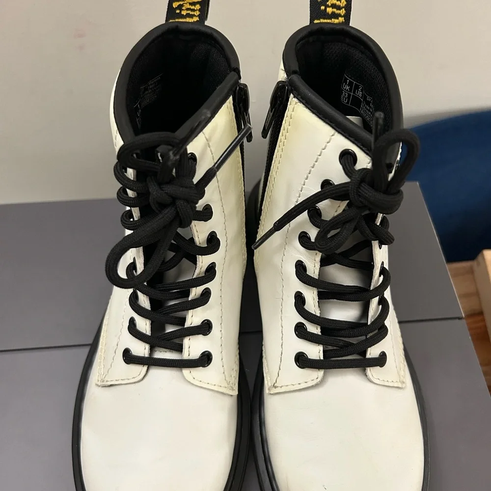 Dr. Martens White and Black Leather Boots - Picture 4 of 5